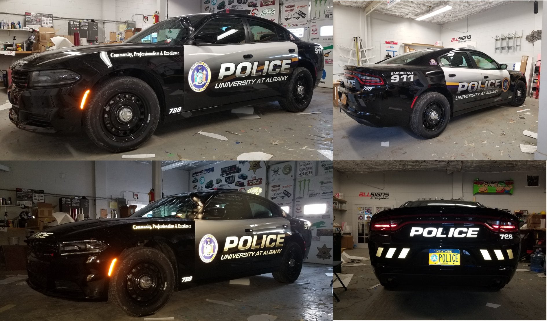 Police cruiser with vinyl door wrap and reflective vinyl lettering installed by All Signs & Graphics Inc.