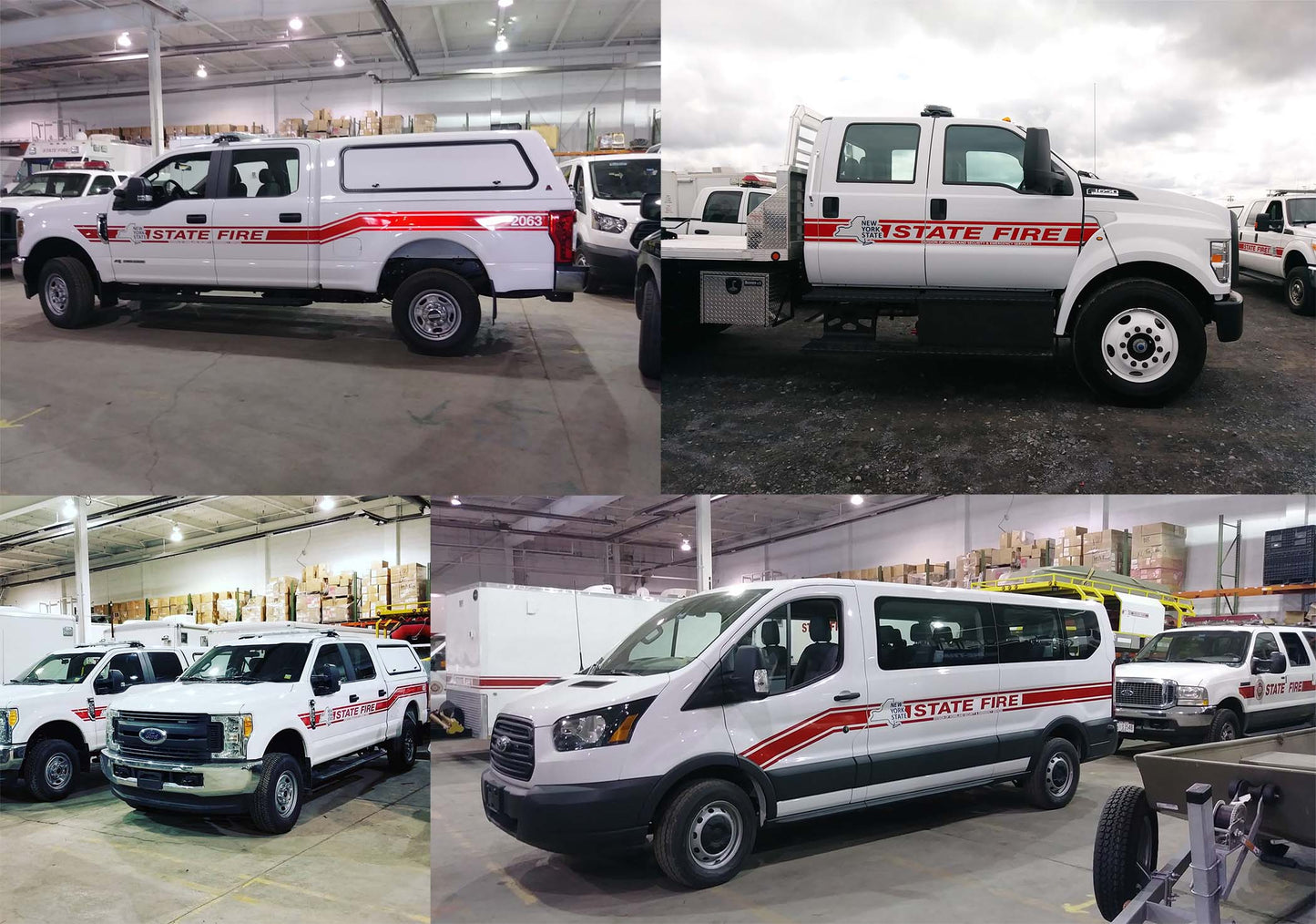 Reflective vinyl lettering installed on fleet of vehicles.  Emergency vehicle fleet vinyl graphics.